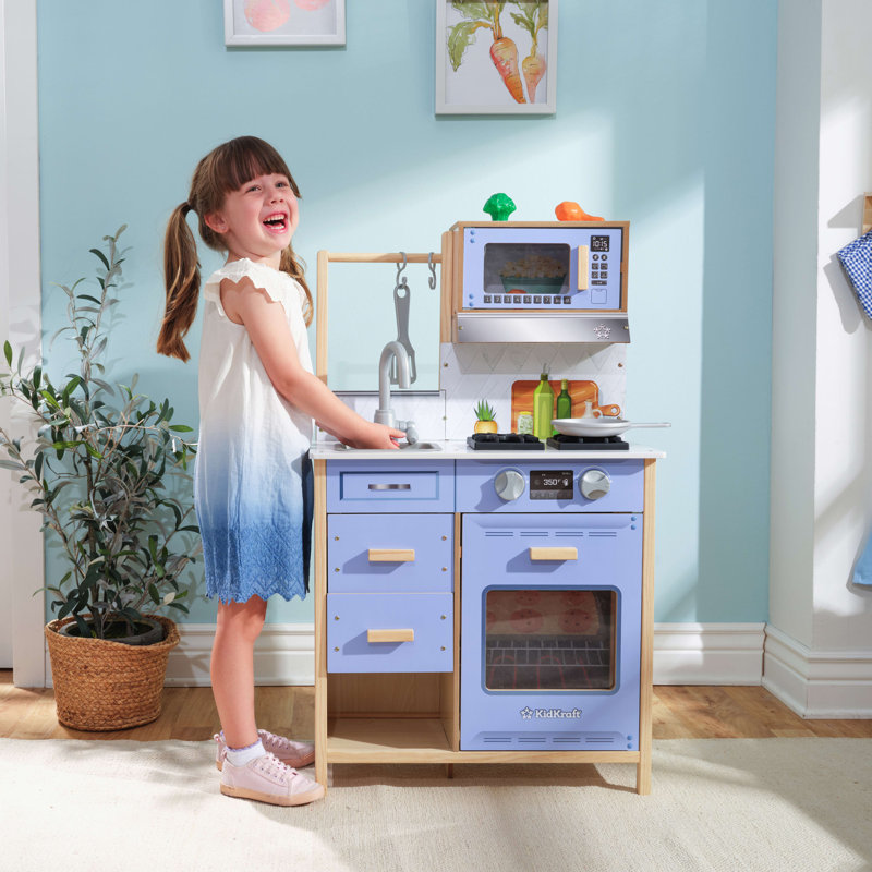 Kidkraft blue retro kitchen and refrigerator online